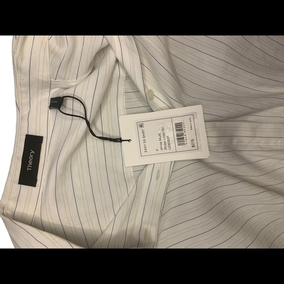 NWT Theory Short Sleeve Linen multi stripe Top size P - Picture 5 of 6